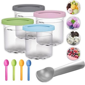 Ice Cream Storage Container 500ml With Spoon Easy To Clean Food Grade Plastic Dishwasher Safe - Product Image 2