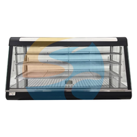 Vitrine chauffante électrique professionnelle avec couvercle en verre noir, capacité 350L, à poser sur table, pour usage en restaurant