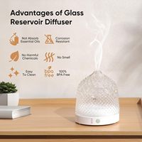 Diffuseur d'arômes ultrasonique 200 ml en gros, réservoir d'eau tout en verre, lumière LED, minuterie, silencieux, pour huiles essentielles, idéal pour la maison et la chambre