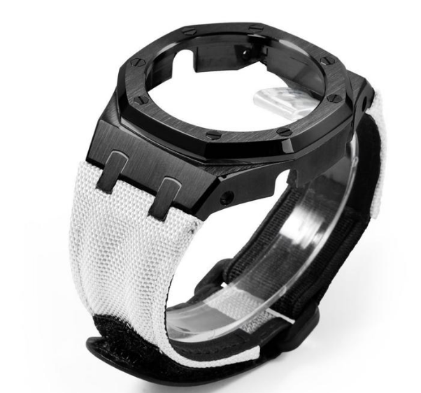 Black Steel case+White Nylon band