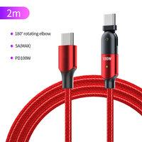 Keluaran Baru Obral Besar PD Usb C LED 1.2M Kabel Putar 180 Derajat USB C Pengisian Cepat L Berbentuk 60W 100W T