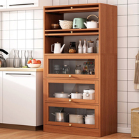 Armoire de rangement multifonctionnelle en bambou à 5 couches de type à clapet avec armoire de rangement domestique et armoires en bois