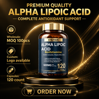 Capsules d'acide alpha-lipoïque OEM Hotsell 600 mg avec Benfotiamine, CoQ10, Curcumine, Vitamine B12, Complément alimentaire santé, 120 capsules