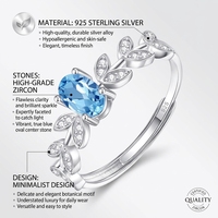 Bague réglable pour femme en argent sterling 925 plaqué rhodium avec zircon cubique bleu solitaire minimaliste Kirin Wholesale OEM ODM