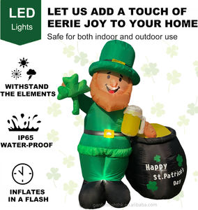 Duende Inflable de 6 Pies con Luz LED para el Día de San Patricio, Alimentado por CC, Sostiene una Cerveza y una Trébol de la Suerte en una Cacerola Dorada, para Decoración de Jardín y Patio - Product Image 5