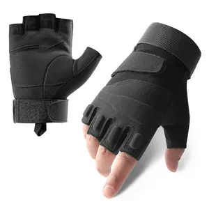 Factory Good Quality Outdoor Sport Workout Shooting Hunting Leather Half Finger Tactical Gloves