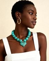 Collar de Moda con Colgante de Corazón y Cuentas de Resina Hechas a Mano, Joyería de Verano para Mujer
