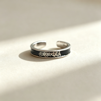 Bagues de luxe noires en argent plaqué, bijoux anti-ternissement, vente en gros pour bagues bouddhistes artisanales de luxe à porter au quotidien