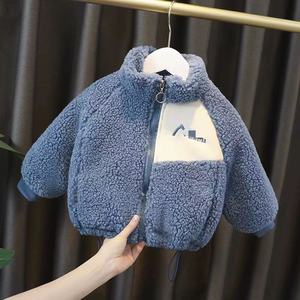<span class=keywords><strong>Manteau</strong></span> chaud pour garçons style <span class=keywords><strong>sherpa</strong></span>, en polaire épaisse, teint en pièce, à col montant, pour l'hiver - Product Image 1