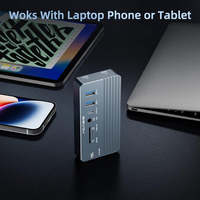 Docking Station USBC 11in1 dengan Enclosure SSD M2 NVMe, HDMI 4K*60Hz, USB 3.2 10Gbps, Gigabit Ethernet, Pengisian Daya PD 100W, Hub Aluminium