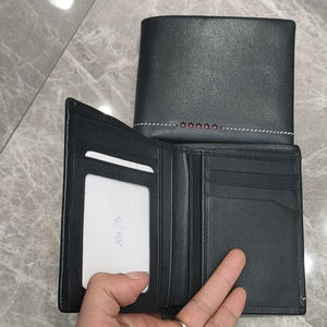 Low MOQ Custom Logo Business Cowhide <strong>Leather</strong> Luxury Purse ID Card Genuine <strong>Leather</strong> <strong>Wallet</strong> <strong>for</strong> <strong>Men</strong> - Product Image 2