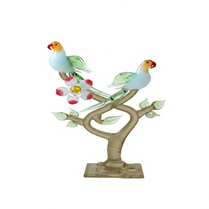 Figura de Pájaros del Amor en Cristal Soplado a Mano con Diseño de Rama de Naranjo y Flor, Temática Animal, Decoración para el Día de San Valentín - Product Image 4