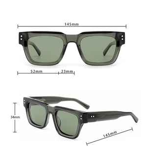 Nouveautés Lunettes de soleil rétro en acétate de qualité supérieure Lunettes de soleil rectangulaires en acétate italien personnalisées et avancées polarisées - Product Image 2