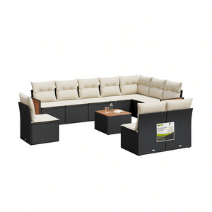 Black <b>Rattan</b> Garden <b>Sofa</b> Set 6 Seater Cushioned Outdoor Furniture Contemporary Design - Product Image 1