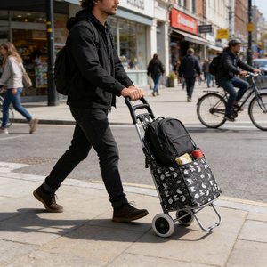 Chariot de courses pliable pour supermarché, structure en maille robuste, motif chat, 12 x 21 x 8 pouces, matériaux métalliques, entrepôt américain en stock - Product Image 2