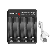 Chargeur de batterie USB rechargeable PUJIMAX pour piles AA/AAA 1.5V Li Ion/Lithium avec câble de charge inclus