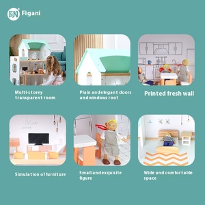 LVOU 2-3 étages maisons de poupées en bois, 2024 maisons de poupées en bois plus <span class=keywords><strong>grand</strong></span> rose Big Wood Doll House Toys For GirlsToy Figure Statues - Product Image 5