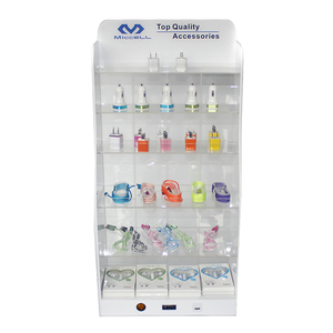 Trắng 6 Tầng Lớp <span class=keywords><strong>Acrylic</strong></span> Điện Thoại Di Động Phụ Kiện Hiển Thị <span class=keywords><strong>LED</strong></span> Xe Sạc Tủ Di Động <span class=keywords><strong>Acrylic</strong></span> Countertop Cáp <span class=keywords><strong>USB</strong></span> Hiển Thị Giá - Product Image 2