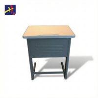 Bureau d'école moderne réglable en hauteur bleu vert foncé avec cadre en alliage d'aluminium et plateau en bois pour mobilier de salle de classe