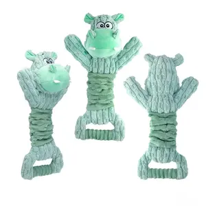 Dog Toy With Handles Tear-resistant Pet Toy Green Hippo Dog Toy With Built-in Sound Catnip Plush Doll For Bite-resistant