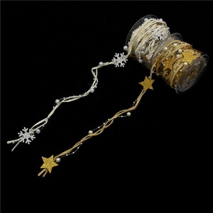 Buatan tangan ramah lingkungan berwarna-warni Natal Pentagram manik rantai elegan mutiara bundel pohon Natal dekorasi pita unik - Product Image 5