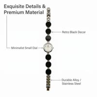 Montre-bracelet élégante pour femme en alliage noir, style classique, à quartz, avec bracelet jonc, vente en gros