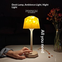 Lampe de table rechargeable à projection d'ondulations d'eau au design créatif transfrontalier, lumière douce réglable, veilleuse pour chambre à coucher et sommeil