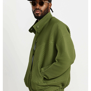 ZHUO YANG Pleated Clothing Manufacturer Pleated Texture <strong>Green</strong> Coat Casual Men's Long Sleeve <strong>Jacket</strong> Colourful <strong>Jacket</strong> - Product Image 1