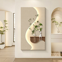 Peinture murale LED en pierre de grès hydroponique 3D UV découpée, style luxe moderne, pour décoration murale de fond de salon