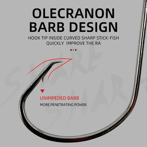 7381 오프셋 원형 후크 높은 탄소 스틸 블랙 가시 스트레이트 눈 메기 후크 바닷물 문어 낚시 후크 - Product Image 2