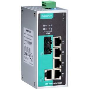 Commutateur PoE non géré 4 ports Moxa EDS-P206A-4PoE-M-ST à montage sur rail DIN pour entreprise - Product Image 1