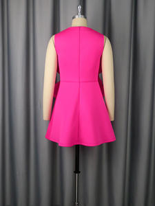 Robe d'été trapèze H-5086 avec décoration 3D roses, style décontracté et féminin, en tissu peigné respirant et lavable, longueur genou - Product Image 3