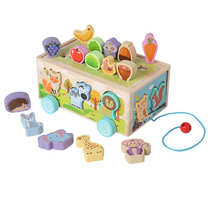 Jouet éducatif cognitif pour enfants, véhicule à tirer en forme d'animaux de la ferme, apprendre à tirer sur les carottes, attraper les insectes, éducation précoce - Product Image 4