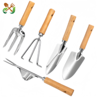 Set Alat Kebun Mini Gagang Kayu Grosir 3pcs Sekop Hortikultura Cangkul Garu Penyiang Gulma untuk Tanaman Pot Penanaman Bunga DIY