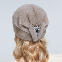 Chapeau d'hiver de luxe en fourrure pour femme, modèle RTS, en vison avec strass brillants, vente en gros