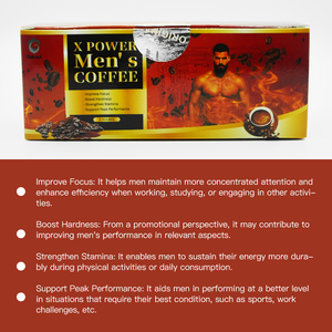 Café Black Power Maca personalizado para hombres Bebida instantánea con infusión de hierbas orgánicas Man X Power Caja de etiqueta privada con cafeína - Product Image 6