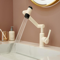 Robinet de salle de bain en acier inoxydable, eau chaude et froide, robinet de lavabo universel, bec pivotant rotatif
