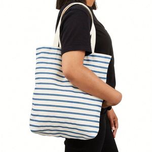 Custom Fashion Travel Shopping School Work Lunch Reusable White Single Shoulder Canvas Tote Cotton Grocery <b>Bag</b> - Product Image 6