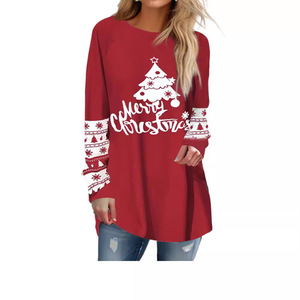 Venta al por mayor logotipo personalizado impresión gráfica Navidad moda en blanco mujeres Plaid manga larga tejido Top verano/invierno MOQ 2 uds - Product Image 5