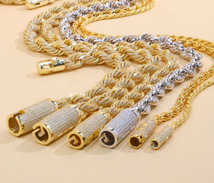 שרשרת זהב 14 קראט זהב ורד 18 קראט-שרשרת תליון קלוע אבני חן של גברים, igi מוסמך, אפשרויות - Product Image 1