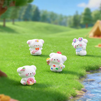 Figurines miniatures en résine de chien de dessin animé blanc peintes à la main, style Kawaii, pour voiture, bureau, micro-paysage, gâteau DIY - Vente chaude