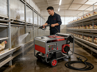 Nettoyeur à vapeur à eau chaude diesel VETEX Min 200Bar Ar Pump 10 HP, nettoyeur haute pression à jet d'eau chaude pour les installations agricoles