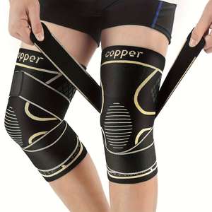 Genouillère en cuivre avec sangles réglables, protection de compression, genouillères respirantes pour la course à pied, le fitness, le basketball, 1 paire - Product Image 1