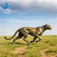 Statue de taureau, d'ours, de guépard, de léopard en métal, laiton, bronze noir, grandeur nature, personnalisée, pour extérieur, jardin, centre commercial, à vendre