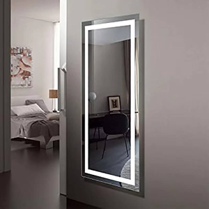 Espejos de baño LED inteligentes rectangulares modernos, Gran piso de longitud completa, Plata personalizada iluminada para uso en salón - Product Image 4