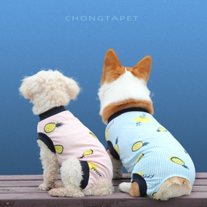 Pijamas para perros, ropa de verano con estampado de piña rosa y azul para razas pequeñas, Corgi, Bichon Frise, Yorkshire Terrier - Product Image 1
