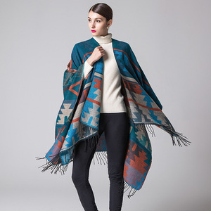 Écharpe châle en pashmina ethnique à motifs géométriques en losanges, style indien, longue et épaisse, 130*150cm - Product Image 1