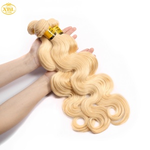 XBL 100% extension dei capelli Remy brasiliani umani ricci stili a onde dritte corti lunghi bundle bionde crude birmane naturalmente #613 - Product Image 3