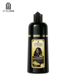 OEM-Eigenmarke Werksverkauf Schnelldeckung graues Haar kräuterförmiger Ingwer-Shampoo ammoniakfrei nicht klebend Kopfhaut schwarze Haarfarbe