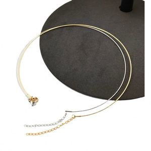 Minimalist Trendy 1MM Thick Choker <b>Necklace</b> PVD 18K Gold Plated Stainless Steel Wire for Women Daily Wear - Product Image 1